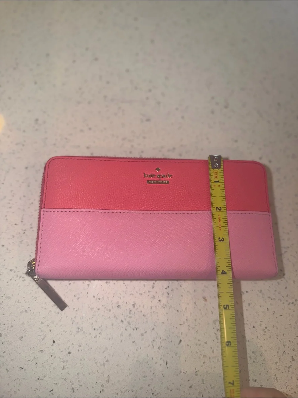 kate spade colorblock Two-Tone Coral and Light Pink Zip Wallet